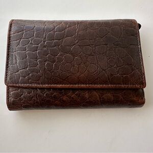 MR. GRASSELLI Italian Brown Tortoise Embossed Textured Leather Trifold Wallet